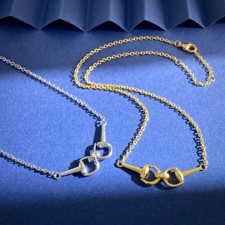 Gucci Horsebit Double Ring Pendant Chain Necklace