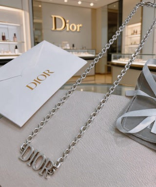 Dior Signature Silver Logo Chain Necklace
