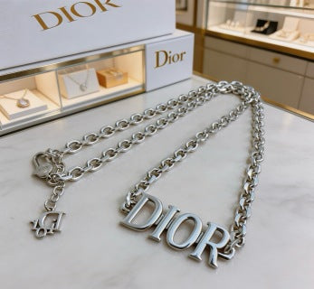 Dior Signature Silver Logo Chain Necklace