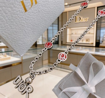 Dior Oblique Medallion Charm Link Necklace