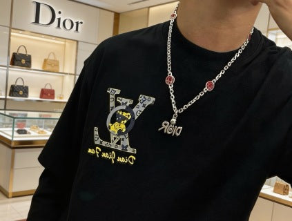 Dior Oblique Medallion Charm Link Necklace