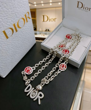 Dior Oblique Medallion Charm Link Necklace