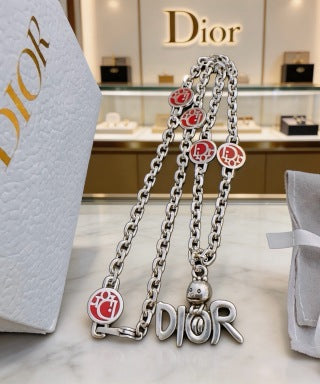 Dior Oblique Medallion Charm Link Necklace
