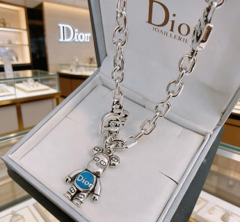 Dior Oblique Teddy Charm Link Necklace