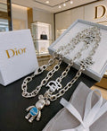 Dior Oblique Teddy Charm Link Necklace