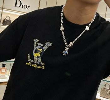 Dior Oblique Teddy Charm Link Necklace