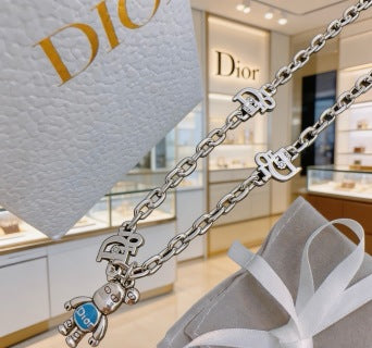 Dior Oblique Teddy Charm Link Necklace