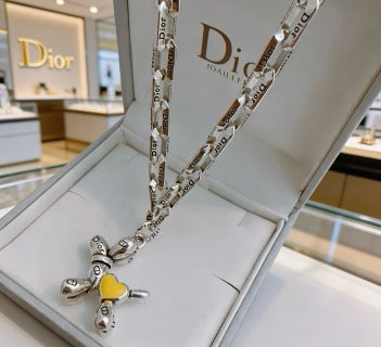 Dior Oblique Teddy Bear Link Necklace