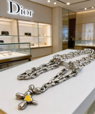 Dior Oblique Teddy Bear Link Necklace