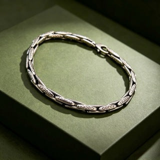 Gucci Vintage Engraved Link Chain Silver Bracelet
