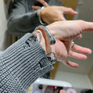 Gucci Sculpted Organic Curve Silver Cuff Bracelet