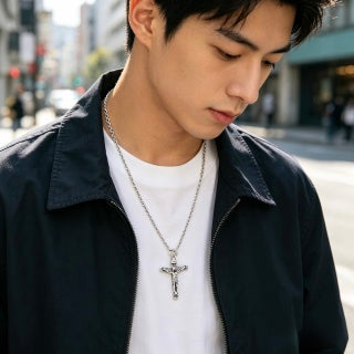 Gucci Cross Emblem Silver Pendant Chain Necklace