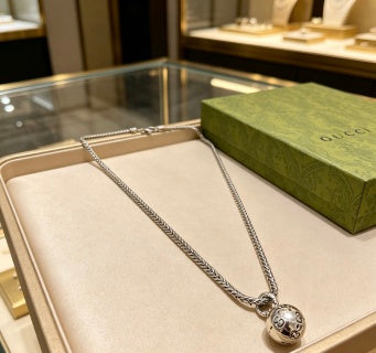 Gucci GG Sphere Charm Silver Chain Necklace