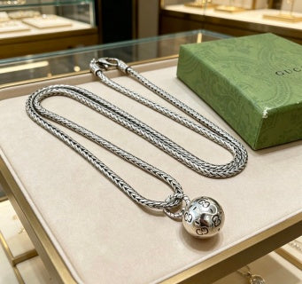 Gucci GG Sphere Charm Silver Chain Necklace