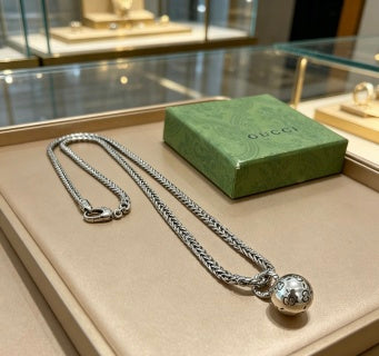 Gucci GG Sphere Charm Silver Chain Necklace