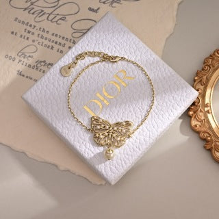 Dior Butterfly Pearl Charm Bracelet
