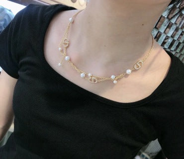 Dior Pearl Oblique Charm Necklace