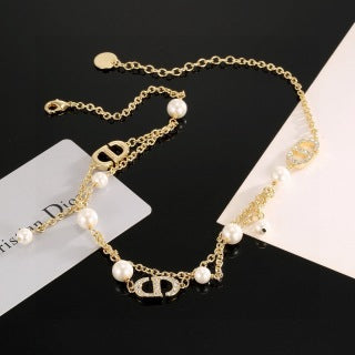 Dior Pearl Oblique Charm Necklace