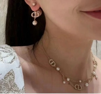 Dior Pearl Oblique Charm Necklace