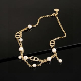 Dior Pearl Oblique Charm Necklace