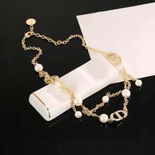 Dior Pearl Oblique Charm Necklace