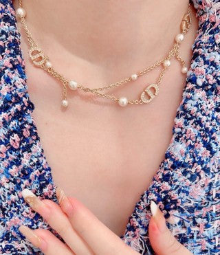 Dior Pearl Oblique Charm Necklace