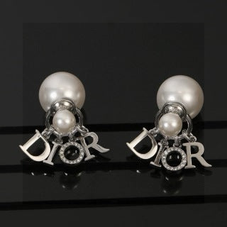 Dior Pearl Logo Cluster Earrings