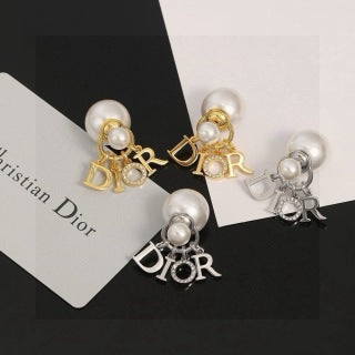 Dior Pearl Logo Cluster Earrings