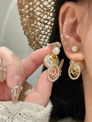 Dior Pearl Medallion Crystal Earrings