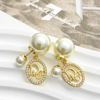 Dior Pearl Medallion Crystal Earrings