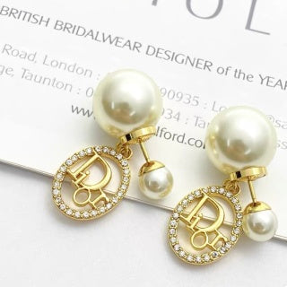 Dior Pearl Medallion Crystal Earrings