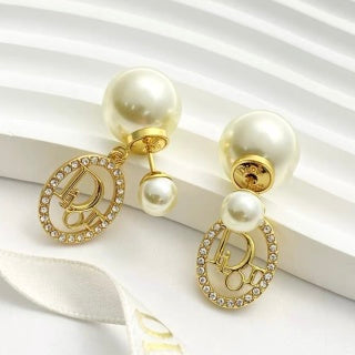 Dior Pearl Medallion Crystal Earrings