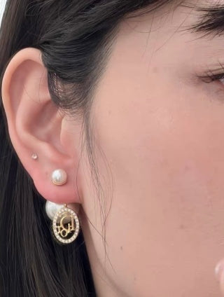 Dior Pearl Medallion Crystal Earrings