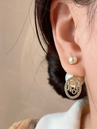 Dior Pearl Medallion Crystal Earrings