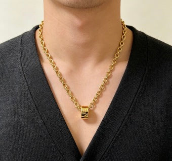 Gucci GG Barrel Charm Gold Chain Necklace