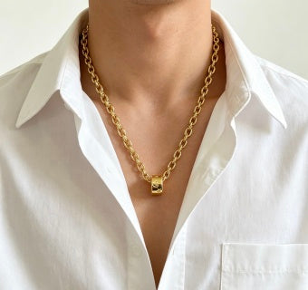 Gucci GG Barrel Charm Gold Chain Necklace
