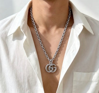 Gucci Interlocking GG Oversized Silver Pendant Necklace