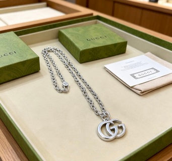 Gucci Interlocking GG Oversized Silver Pendant Necklace
