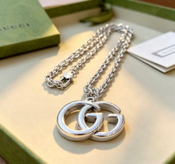 Gucci Interlocking GG Oversized Silver Pendant Necklace