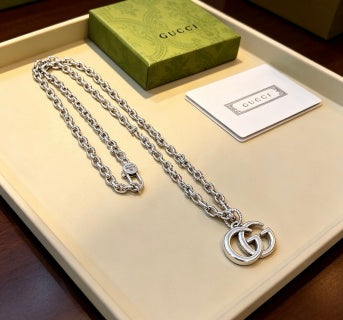 Gucci Interlocking GG Oversized Silver Pendant Necklace