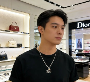 Dior Oblique Logo Pendant Chain Necklace