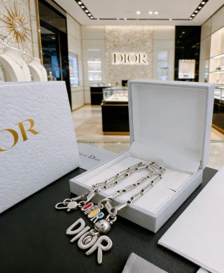 Dior Oblique Logo Pendant Chain Necklace