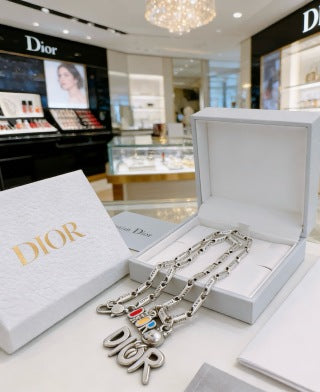 Dior Oblique Logo Pendant Chain Necklace