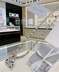 Dior Oblique Logo Pendant Chain Necklace