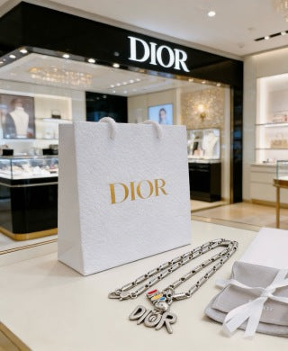 Dior Oblique Logo Pendant Chain Necklace