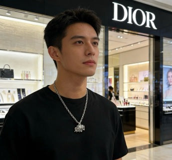 Dior Oblique Logo Pendant Chain Necklace