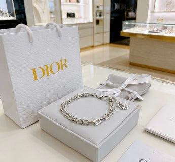 Dior Oblique Silver Link Chain Bracelet