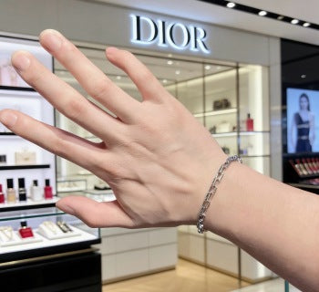 Dior Oblique Silver Link Chain Bracelet