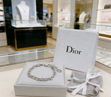 Dior Oblique Silver Link Chain Bracelet