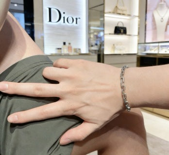 Dior Oblique Silver Link Chain Bracelet